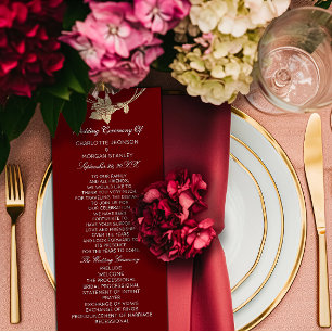 Burgundy Gold Floral Event Program Maroon Red