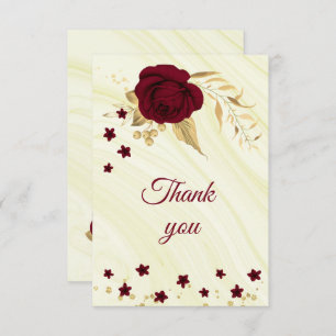 burgundy gold floral marble thank you card