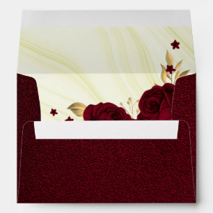 burgundy gold floral marble wedding envelope