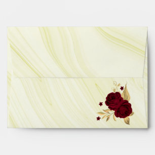 burgundy gold floral marble wedding envelope
