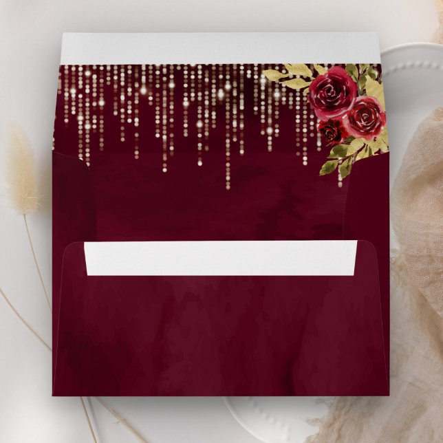 Burgundy Gold Floral Wedding Envelope (Creator Uploaded)