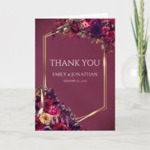 Burgundy Gold Floral Wedding Folded