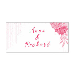 Burgundy & Gold Floral Wedding Invitation Self-inking Stamp