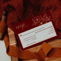 Burgundy Gold Floral Wedding Song Request RSVP
