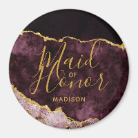 Burgundy & Gold Foil Agate Marble Maid of Honour