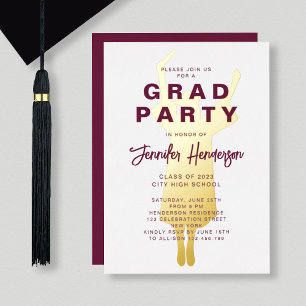 Burgundy Gold Foil Graduation Party