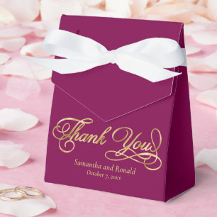 Burgundy & Gold Foil Thank You Calligraphy Wedding Favour Box