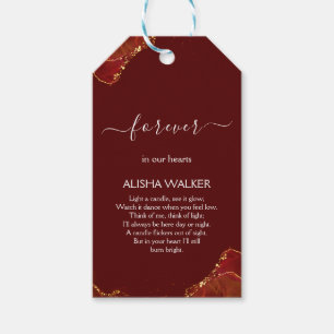 Burgundy & Gold Funeral Memorial Gift Tags