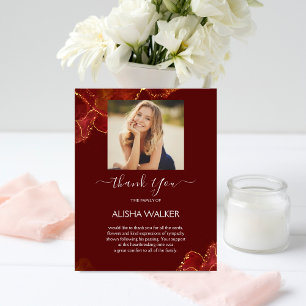 Burgundy & Gold Funeral Memorial Thank You Card
