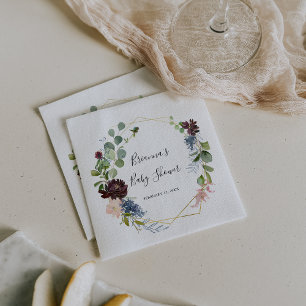 Burgundy Gold Geometric Baby Shower Napkin