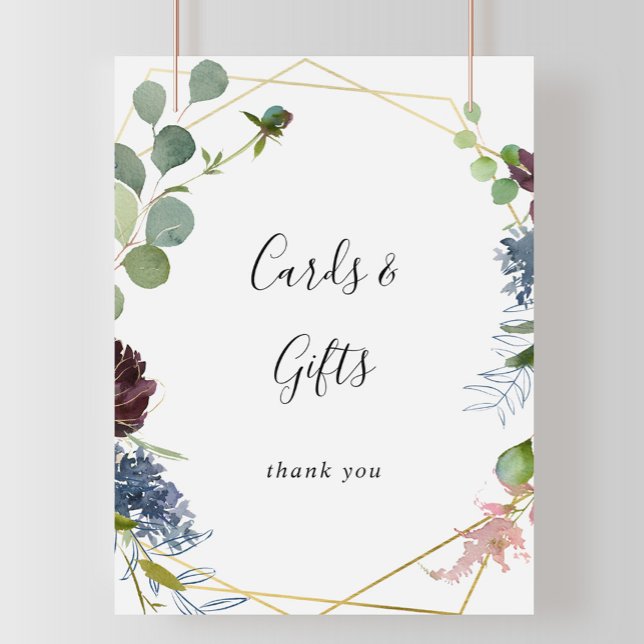 Burgundy Gold Geometric Cards and Gifts Sign (Creator Uploaded)