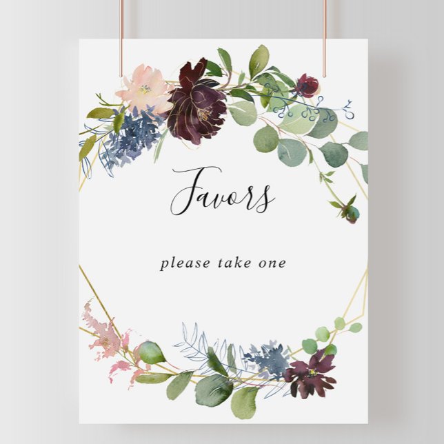 Burgundy Gold Geometric Favors Sign (Creator Uploaded)