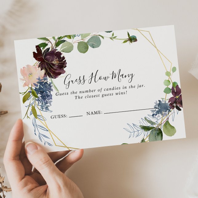 Burgundy Gold Geometric Guess How Many Game Card (Creator Uploaded)