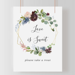 Burgundy Gold Geometric Love Is Sweet Sign