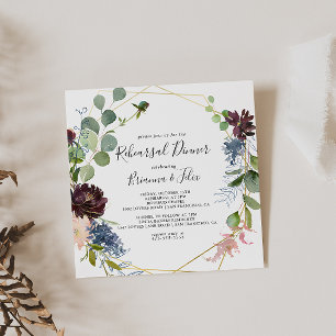 Burgundy Gold Geometric Rehearsal Dinner Invitation