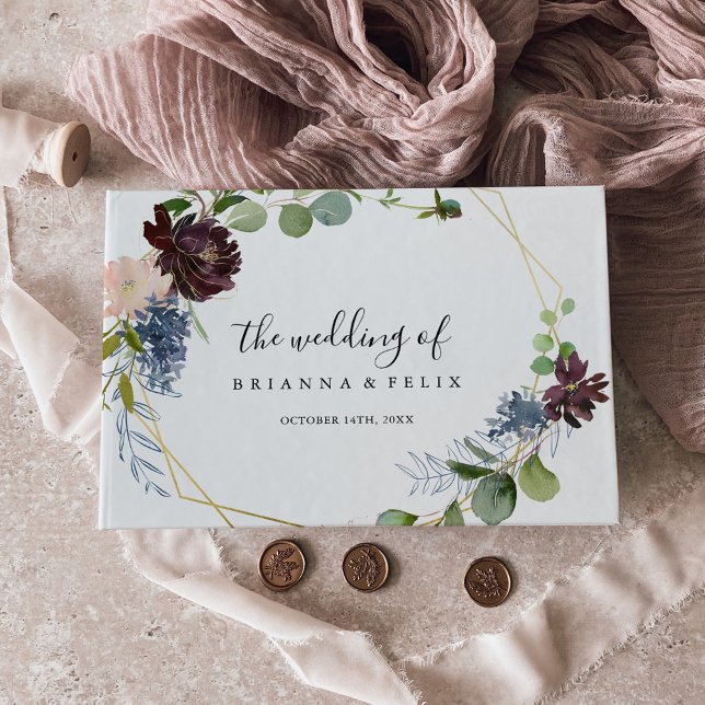 Burgundy Gold Geometric Wedding Guest Book (Creator Uploaded)