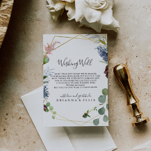 Burgundy Gold Geometric Wedding Wishing Well Enclosure Card