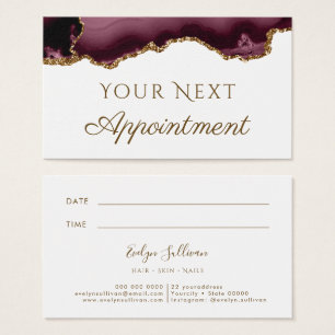 burgundy gold glitter agate Appointment Card
