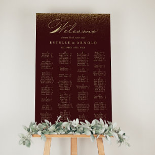 Burgundy Gold Glitter Alphabetical Seating Chart