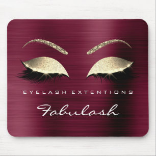 Burgundy Gold Glitter Branding Beauty Lashes Glam Mouse Pad