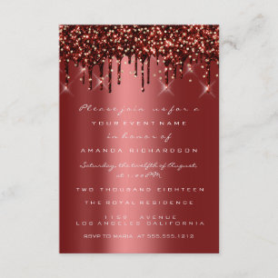 Burgundy Gold Glitter Drips Bridal Sweet 16th Invitation