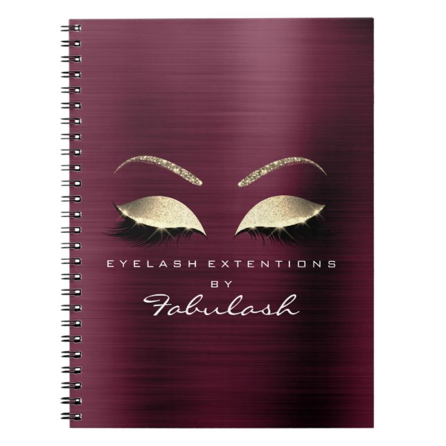 Burgundy Gold Glitter Eyes Makeup Beauty Luxury1 Notebook (Front)