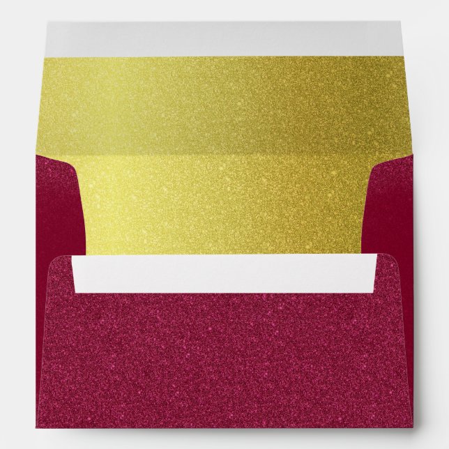Burgundy Gold Glitter Sparkles Pretty Glam Ombre Envelope (Back (Bottom))