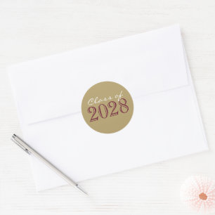 Burgundy & Gold Graduation Envelope Seal Stickers