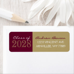 Burgundy & Gold Graduation Return Address Label