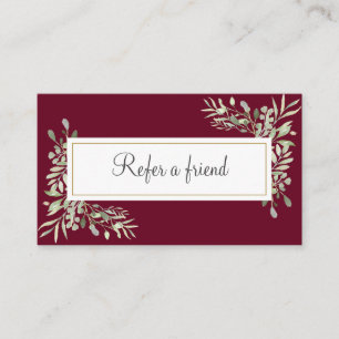 Burgundy Gold Greenery Business Referral Card