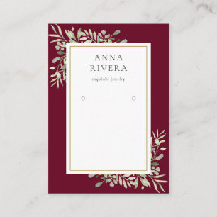 Burgundy Gold Greenery Earring Display Card