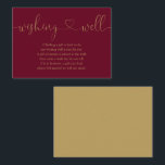 Burgundy Gold Heart Script Wishing Well Wedding Enclosure Card<br><div class="desc">This elegant burgundy and gold heart script wishing well enclosure card can be personalised with your special message and names. Designed by Thisisnotme©</div>