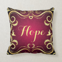 Burgundy Gold Hope Pattern Print Design