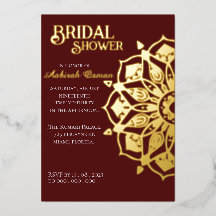 Burgundy Gold Indian Henna Mandala Bridal Shower
