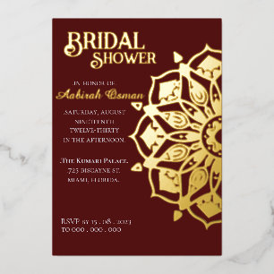 Burgundy Gold Indian Henna Mandala Bridal Shower