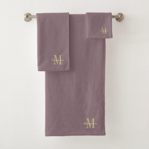 Burgundy Gold Initial and Name Personalised Bath Towel Set