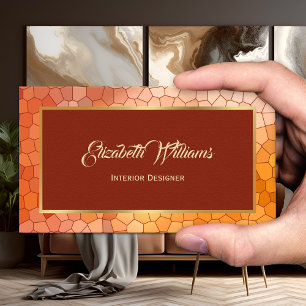 Burgundy Gold Interior Designer Business Card