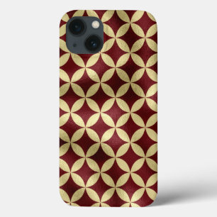 Burgundy gold metallic peel pattern iPhone 13 case
