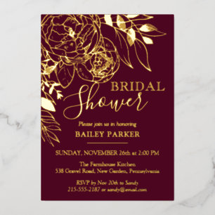 Burgundy & Gold Modern Floral Peony Bridal Shower