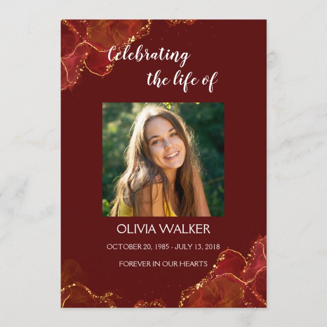 Burgundy & Gold Order of Service Program (Front)