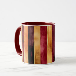 Burgundy Gold Peach Stripes Mug