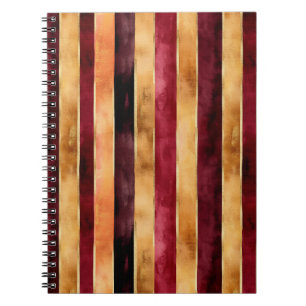Burgundy Gold Peach Stripes Notebook