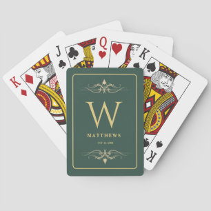Burgundy gold Personalised Monogram and Name Poker Playing Cards
