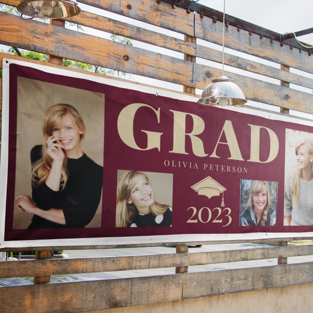 Burgundy Gold Photo Graduate Class of 2023 Banner (Creator Uploaded)