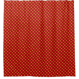 Burgundy & Gold Polka-Dorts Pattern Shower Curtain