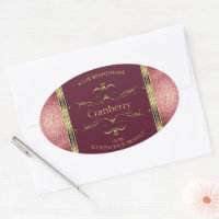 Burgundy Gold Product Labels with Glitter Borders