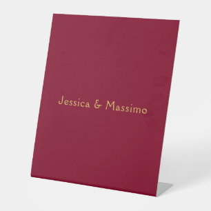 Burgundy Gold Professional Trendy Minimalist Names Pedestal Sign