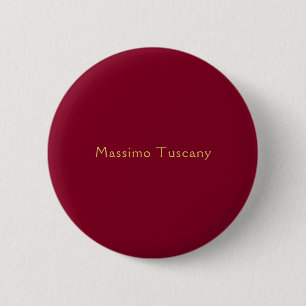 Burgundy Gold Professional Trendy Minimalist Text 6 Cm Round Badge