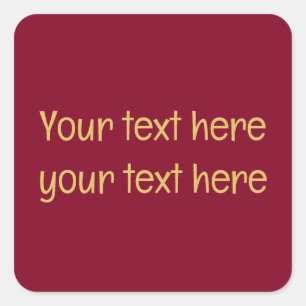 Burgundy Gold Professional Trendy Minimalist Text Square Sticker