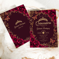 Burgundy Gold Quinceanera